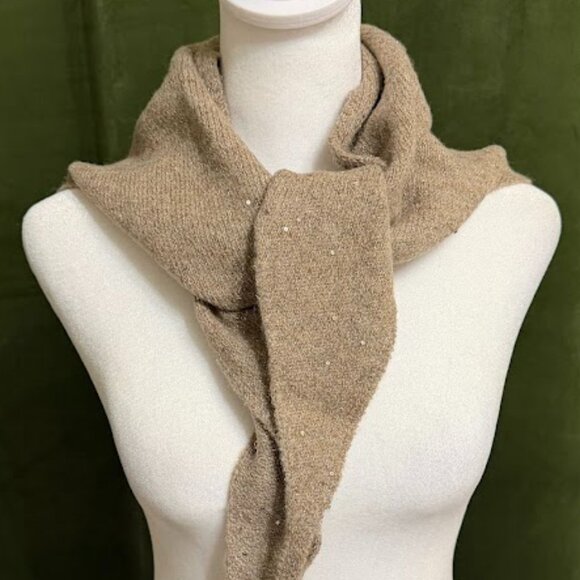 Soft Cappuccino Sparkly Knit Shawl Wrap Scarf - Picture 3 of 5